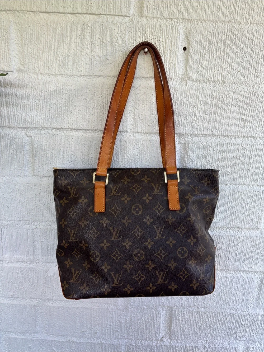 Louis Vuitton Piano Brown Monogram Canvas Tote with Tan Straps